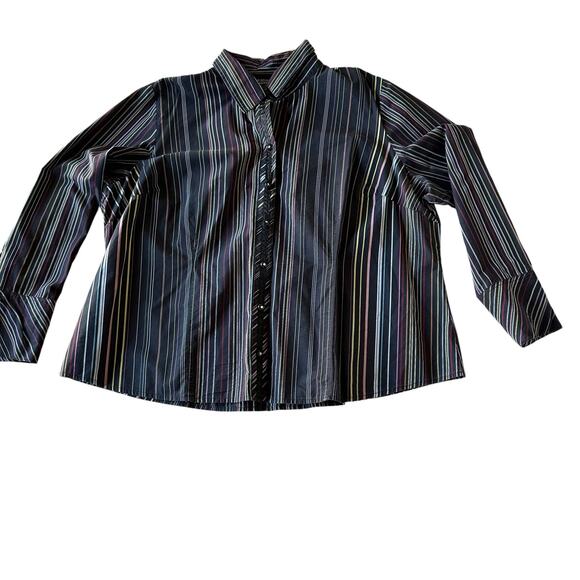Lane Bryant Striped Button Down Plus Size Blouse - Picture 1 of 6